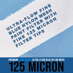 125 Micron Filter Tips Ultra-Fine Paint Strainer (250 Pack) - Pure Blue Nylon Mesh Cone Strainer - Paint Filter Cones for Auto, House & Hobby