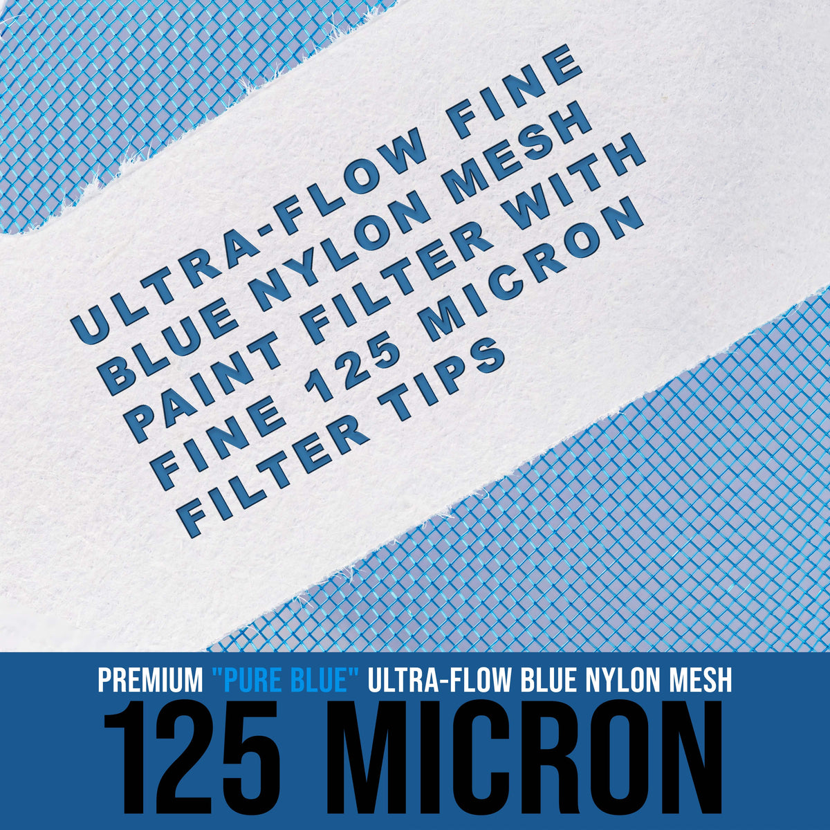 125 Micron Filter Tips Ultra-Fine Paint Strainer (250 Pack) - Pure Blue Nylon Mesh Cone Strainer - Paint Filter Cones for Auto, House & Hobby