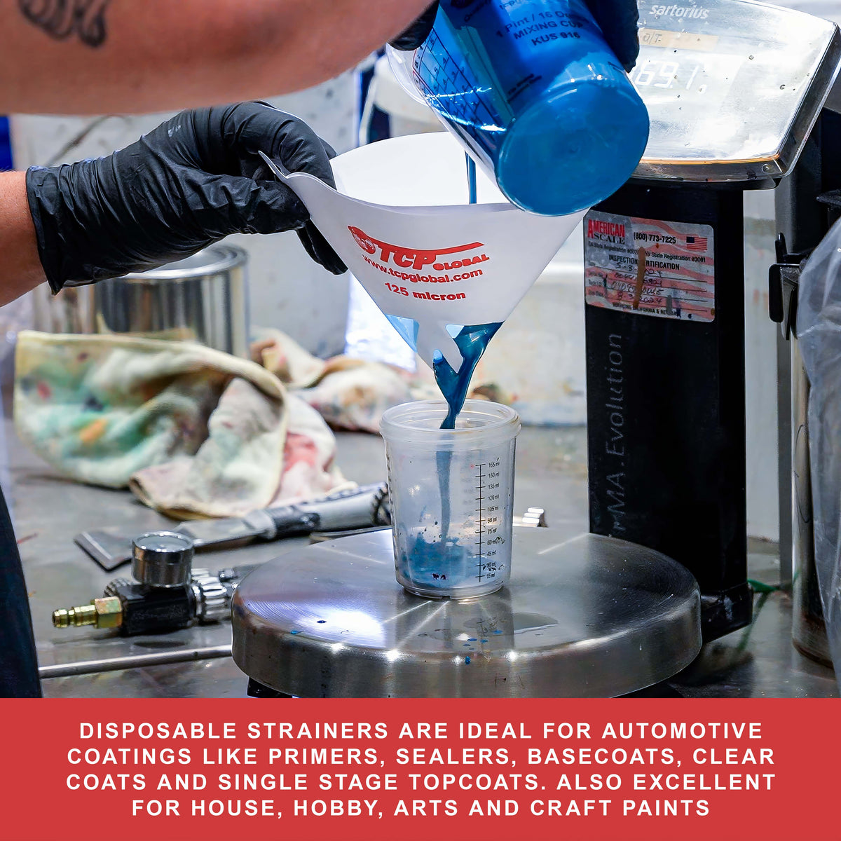 125 Micron Filter Tips Ultra-Fine Paint Strainer (250 Pack) - Pure Blue Nylon Mesh Cone Strainer - Paint Filter Cones for Auto, House & Hobby
