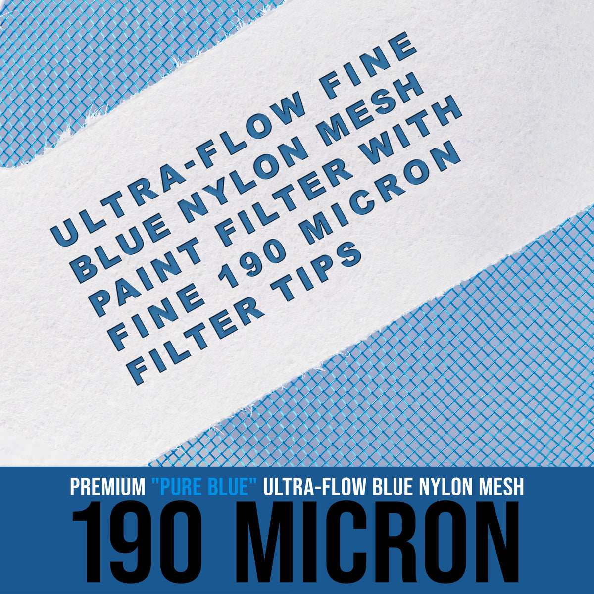 190 Micron Filter Tips Ultra-Fine Paint Strainer (Case of 1000) - Pure Blue Nylon Mesh Cone Strainer - Paint Filter Cones for Auto, House & Hobby