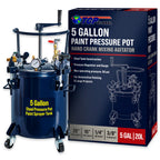 5 Gallon (20 Liter) Heavy Duty Steel Pressure Pot Paint Tank with Clamp on Lid, Manual Mixing Agitator, Regulator & Pressure Gauge for Casting