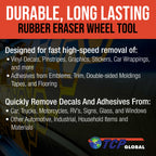 Rubber Eraser Wheel with Drill Adapter (Pack of 2) Decal Remover Wheel - Sticker Remover Tool - Pinstripe Removal - Emblem Removal Tool - Removes
