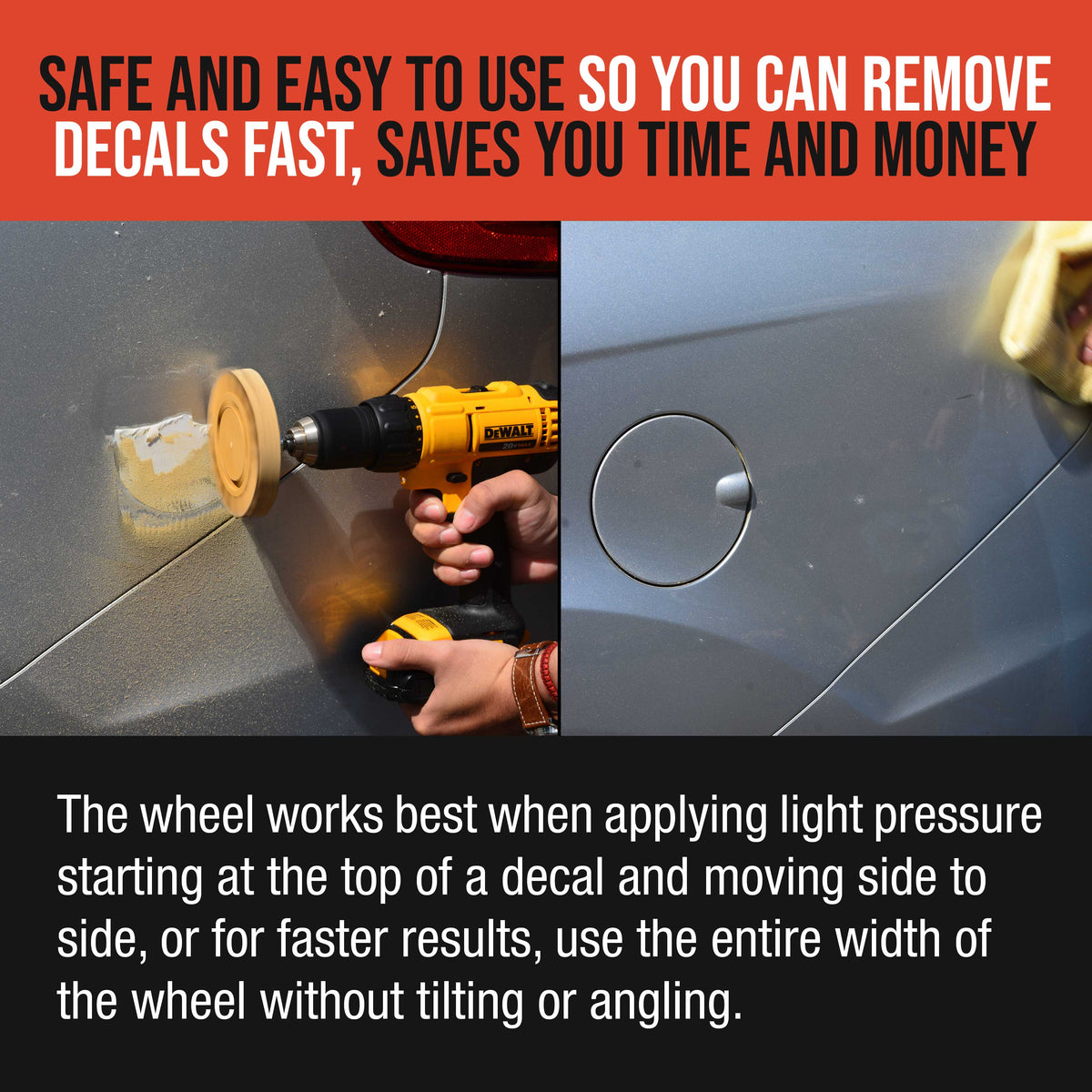 Rubber Eraser Wheel with Drill Adapter (Pack of 2) Decal Remover Wheel - Sticker Remover Tool - Pinstripe Removal - Emblem Removal Tool - Removes