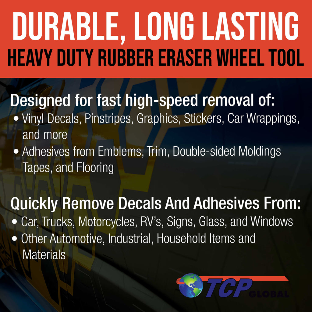 Rubber Eraser Wheel with Drill Adapter (12 Pack) - 4" Knobby Slotted Edge Pad - Decal Remover Wheel - Sticker Remover Tool - Removes Adhesives on