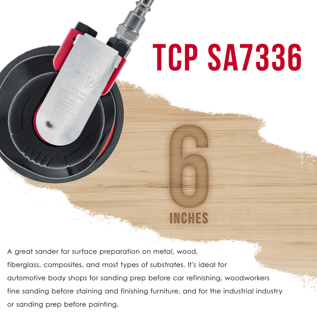 Professional Heavy Duty 6" Dual-Action Random Orbit Air Palm Sander with Both PSA and Hook & Loop Backing Pads - Orbital Pneumatic Sanding Disc Sander