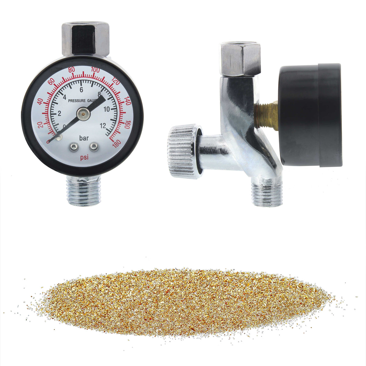 Gravity Feed Sand Blaster Gun Kit - Portable Air Compressor Sandblaster, 2 Ceramic Nozzles & Regulator - Abrasive Media & Soda Blaster - Rust, Metal
