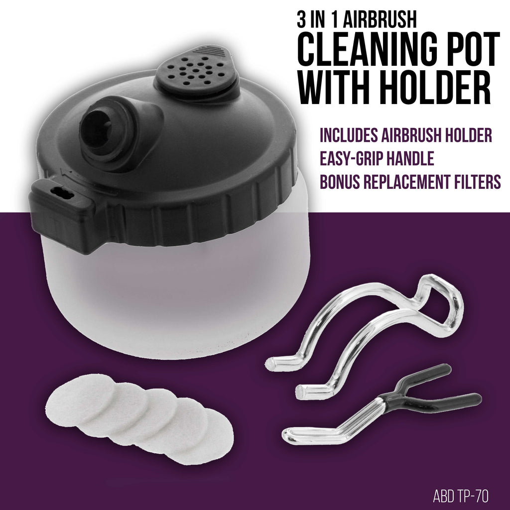Airbrush Cleaning Kit 13-Piece, Airbrushing Cleaner Set with 1 Glass Pot Jar, 5 Cleaning Needles, 5 Brushes, 1 Wash Needle & How-To Airbrush, Cleaner