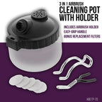 Airbrush Cleaning Kit 13-Piece, Airbrushing Cleaner Set with 1 Glass Pot Jar, 5 Cleaning Needles, 5 Brushes, 1 Wash Needle & How-To Airbrush, Cleaner