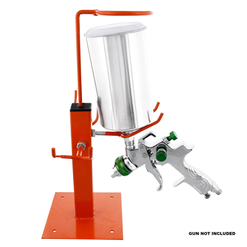 Gravity Feed Paint Triple Spray Gun Holder Stand with Strainer Holder, Holds 3 HVLP Guns, Bench Mount