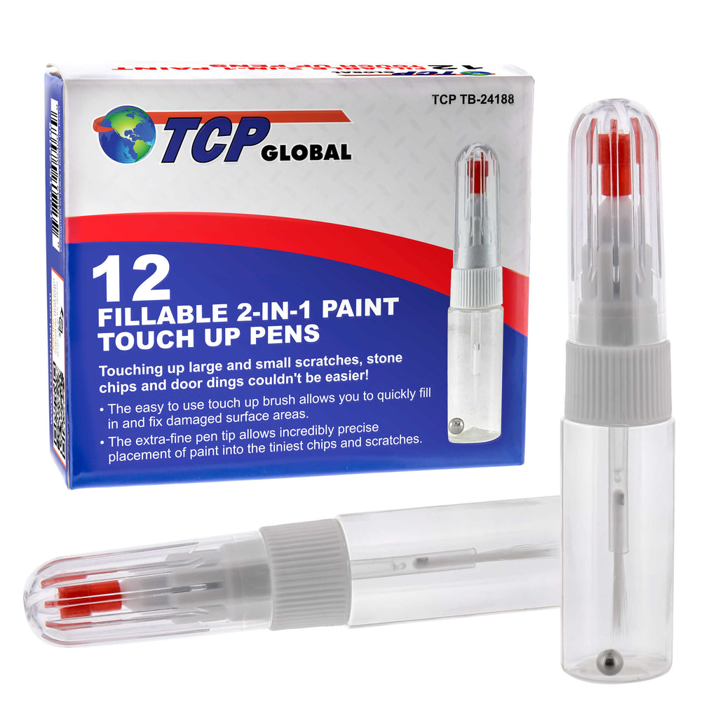 2-in-1 Paint Touch-Up Pens (12-Pack) - 10ml Fillable Applicator for Car Chips & Scratches - Precision Fine Tip Writer Pen Brush