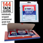 Pure Blue Low Tack Superior Tack Cloths - Tack Rags (Case of 144), Automotive Car Painters, Removes Dust Sanding Particles, Cleans