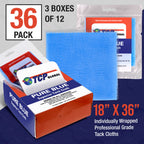 Pure Blue Superior Tack Cloths - Tack Rags (Box of 36) - Automotive Car Painters Professional Grade - Removes Dust, Sanding Particles, Cleans