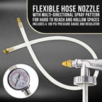Air Undercoating Spray Gun with Gauge, Includes 22" Long Flexible Extension Wand with Multi-Directional Nozzle - Sprayable Bed Liner, Rubberized