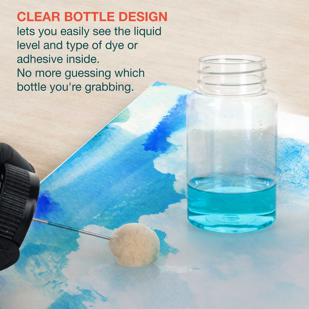 144-Pack Wool Daubers with Clear Plastic Bottles, 4 oz. (120 ml) - Safety Lids, Applicator Ball Brushes for Leather Dye, Dyeing, Painting, Gluing
