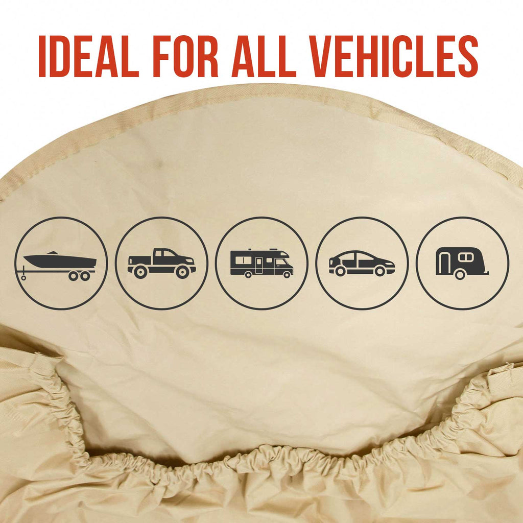 Set of 4 Oxford Canvas Wheel Tire Covers for RV, Truck & Trailer, 27"-29" Diameter