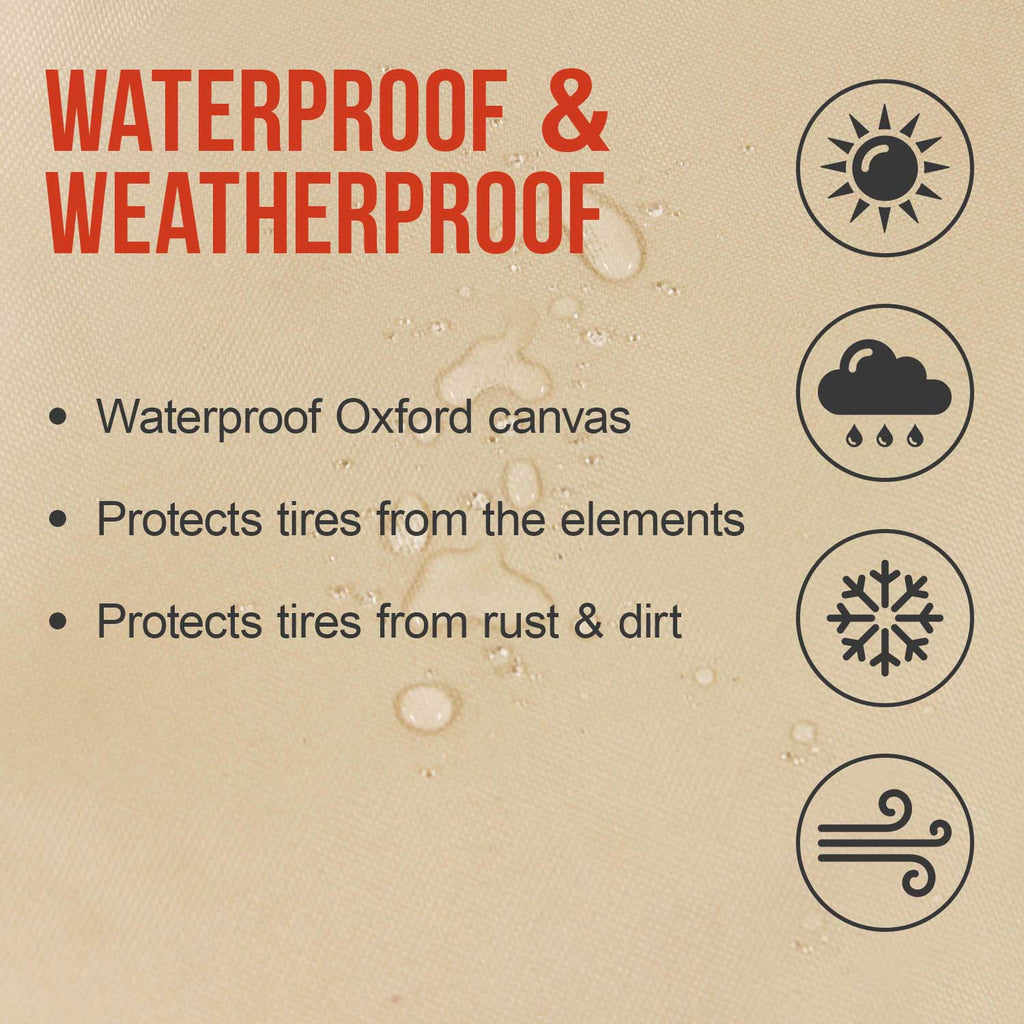 Set of 4 Oxford Canvas Wheel Tire Covers for RV, Truck & Trailer, 27"-29" Diameter