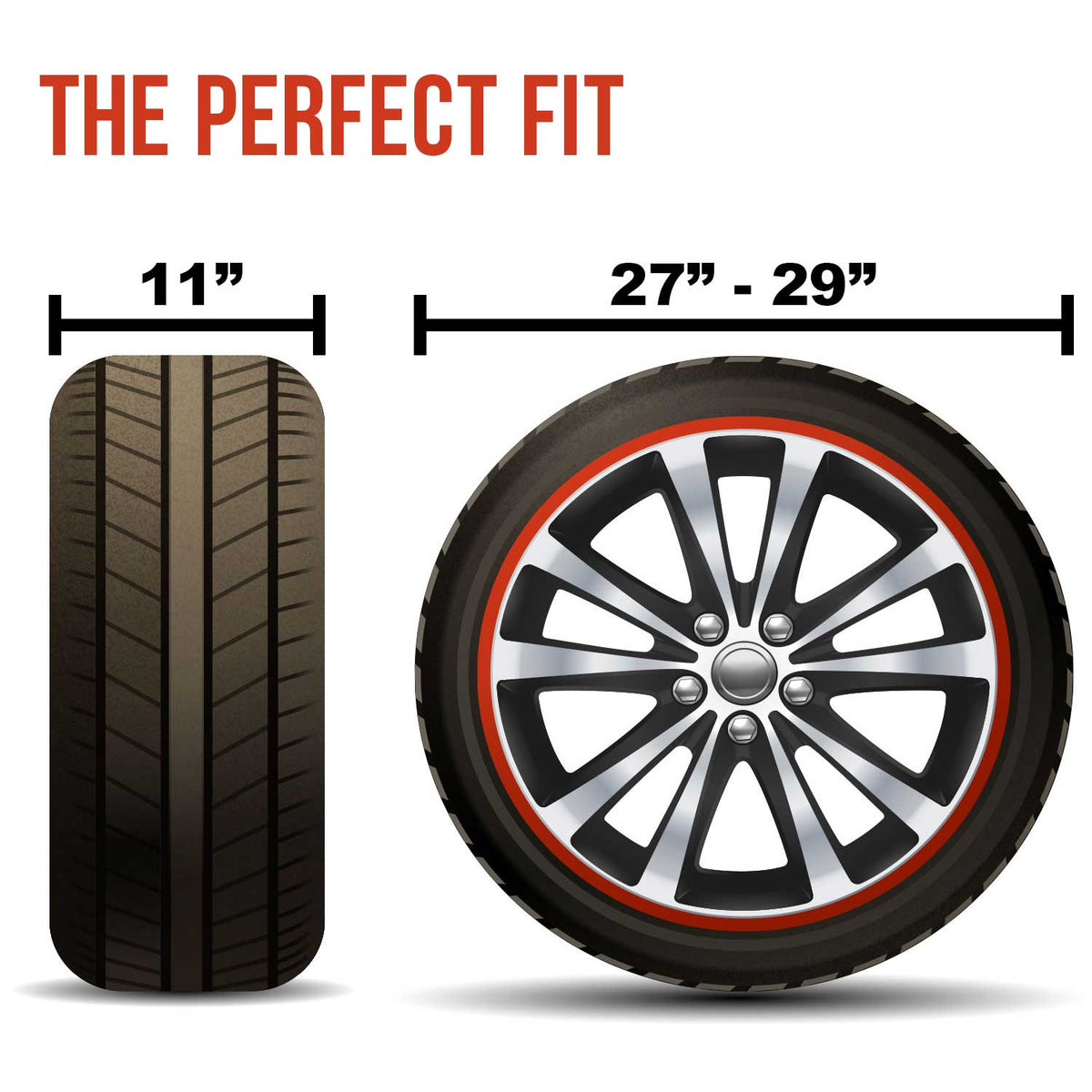 Set of 4 Oxford Canvas Wheel Tire Covers for RV, Truck & Trailer, 27"-29" Diameter