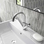 Meander Tec Lever Dual Handle Mono Basin Mixer Tap with Waste