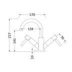 Meander Tec Lever Dual Handle Mono Basin Mixer Tap with Waste