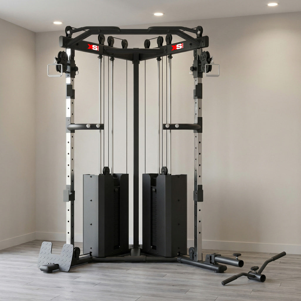 Twin Cable Crossover Machine Power Rack – Dual Pulley Functional Trainer for Home Gym DUP