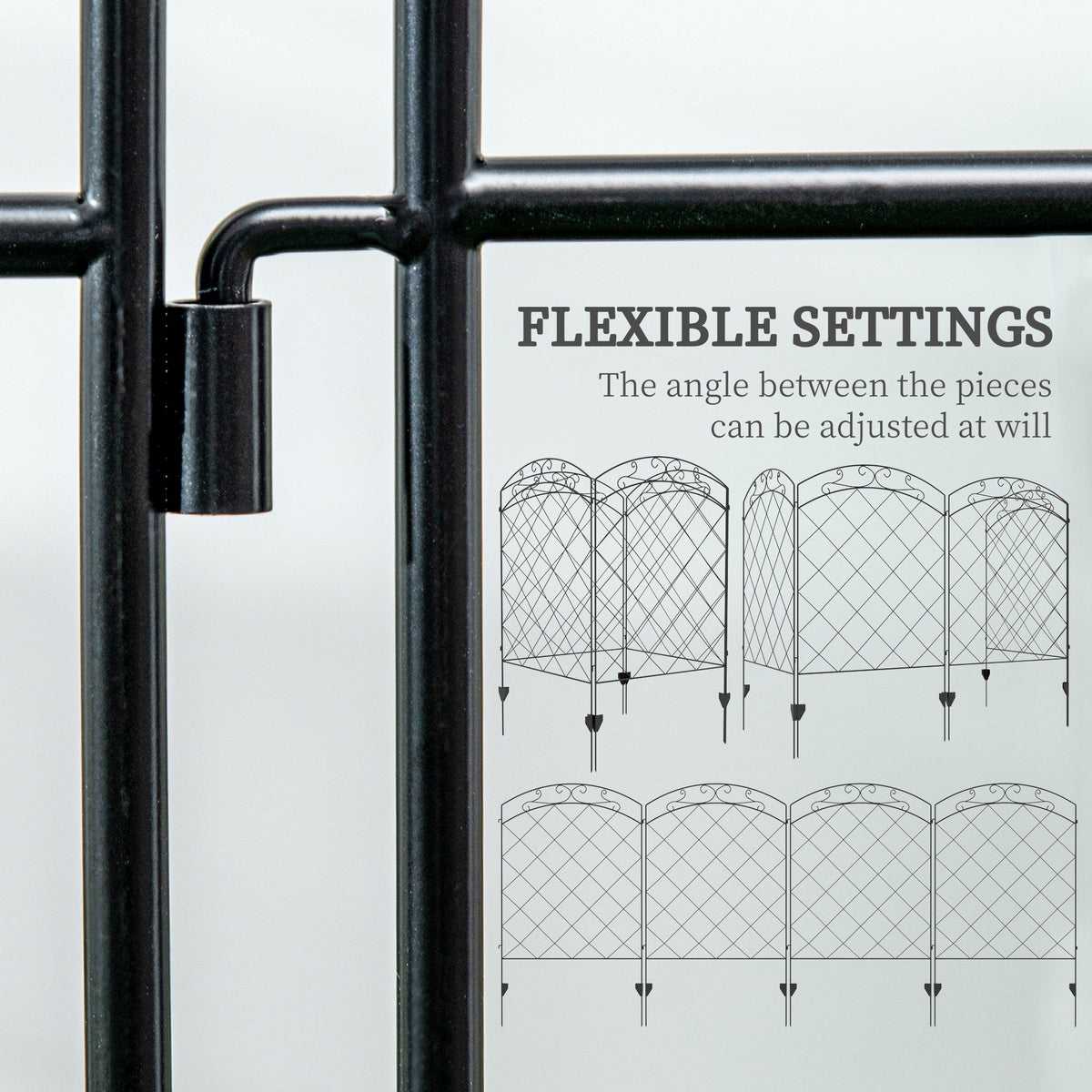 4 Pack Steel Fence Panels, 11.4' L x 43" H, Border Flower Edging for Yard, Swirl Vines