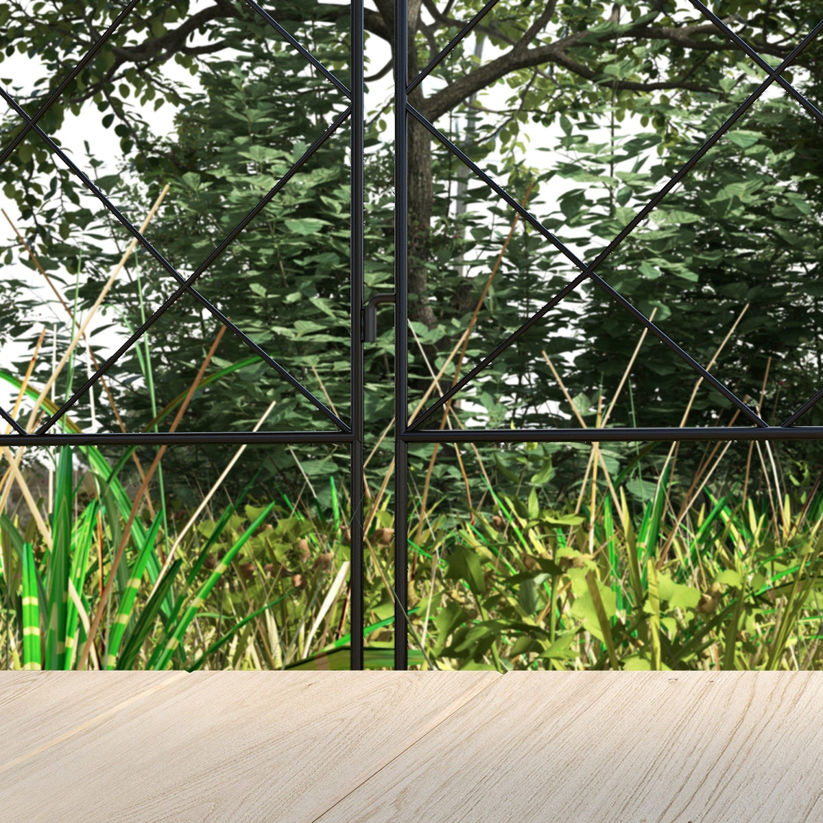 4 Pack Steel Fence Panels, 11.4' L x 43" H, Border Flower Edging for Yard, Swirl Vines