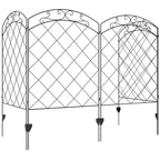 4 Pack Steel Fence Panels, 11.4' L x 43" H, Border Flower Edging for Yard, Swirl Vines