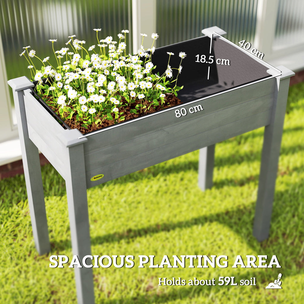 Wooden Elevated Planter Box with Liner for Garden Use