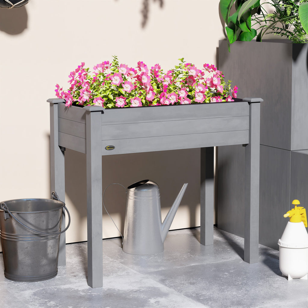 Wooden Elevated Planter Box with Liner for Garden Use
