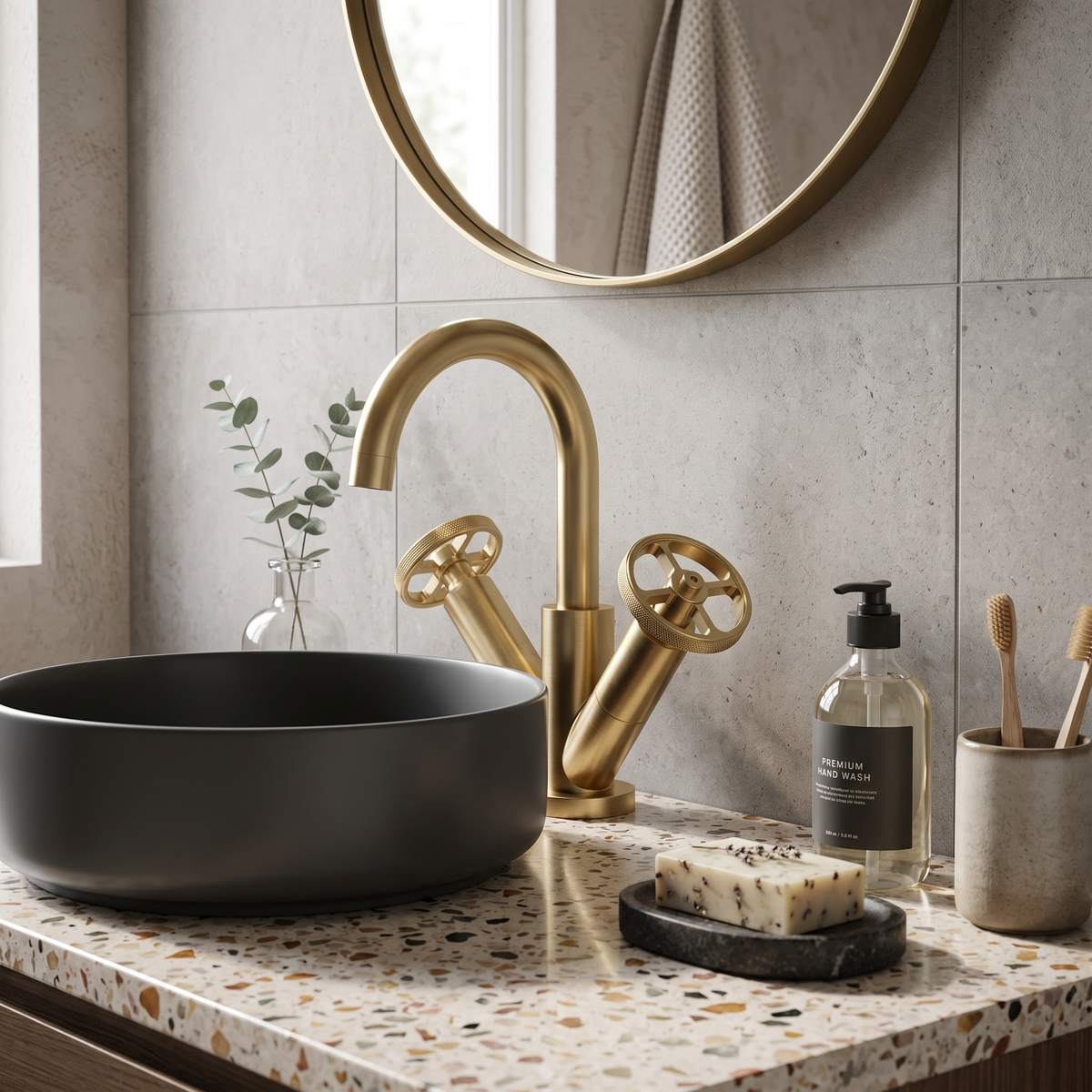 Revolve Mono Basin Mixer Tap With Push Button Waste