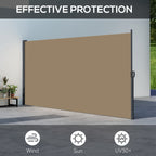 13' x 6' Retractable Side Awning, Full Cassette Privacy Screen, Khaki