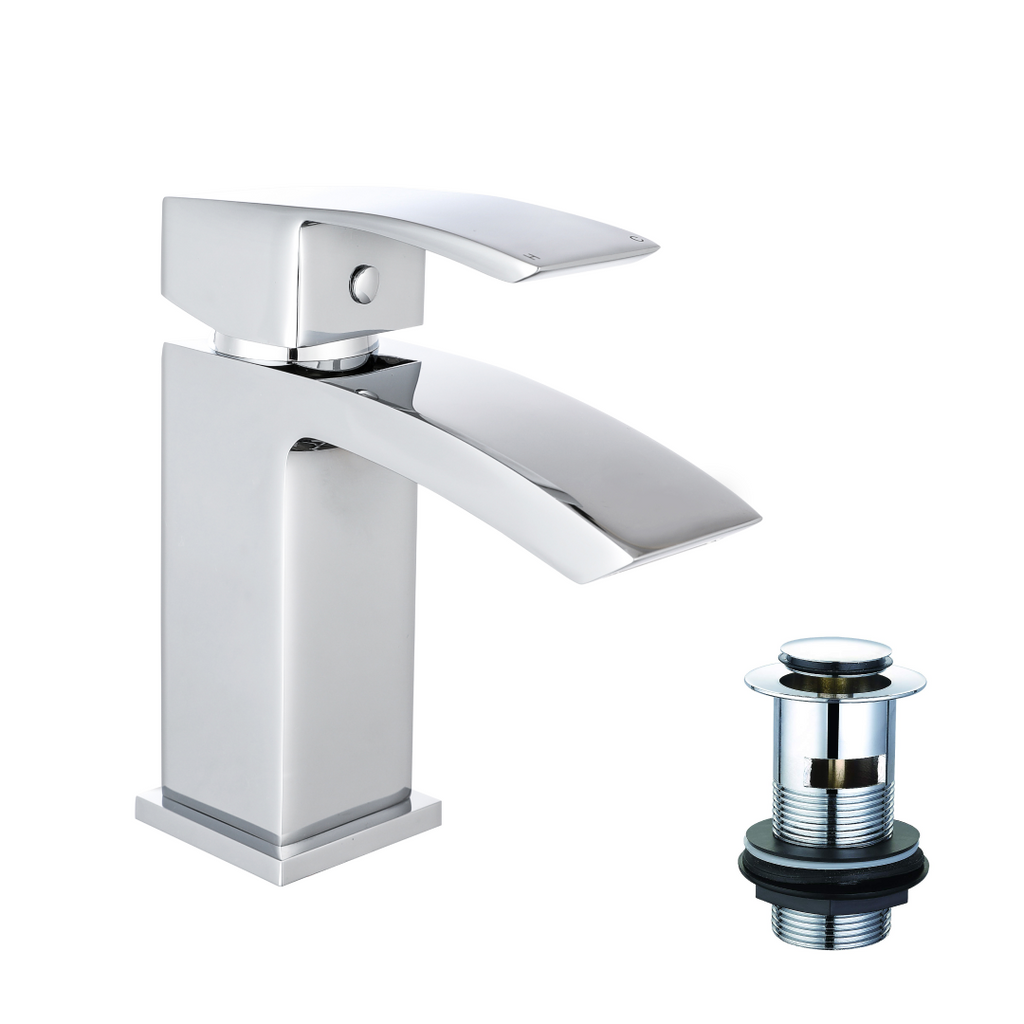 Tidal Basin Mixer Tap with Push Button Waste