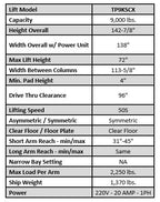 Tuxedo TP9KSCX 9,000lb Clear Floor Two Post Lift - Symmetric Arms