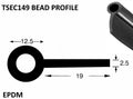 TSEC 149  Tadpole Section / Bead Profile Solid EPDM Rubber Extrusion – Flexible Rubber Profile (70° Shore, Per Metre or Coil)