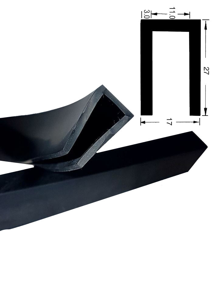 TSEC1701 Heavy Duty EPDM Square Channel – Thick Wall Rubber Edge Trim (9mm–11mm Panel Fit)