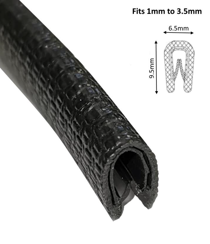 TSEC1400 Small PVC Edge Trim – Flexible Self Grip Edge Protector (1mm–3.5mm Panel Fit)