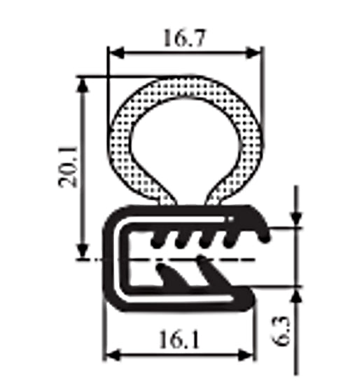 TSEC-2261 EPDM & Neoprene Edge Trim Seal – Self Grip U Channel Weather Seal (Fits 1-4mm Panel thickness)