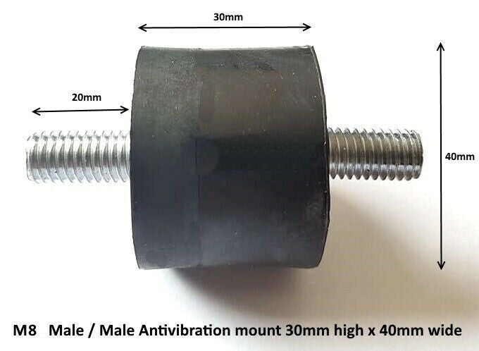 TSEC710-403055-60G 40mm x 30mm M8 Anti-Vibration Mount – Male/Male Rubber Bobbin Mount (60 Shore)