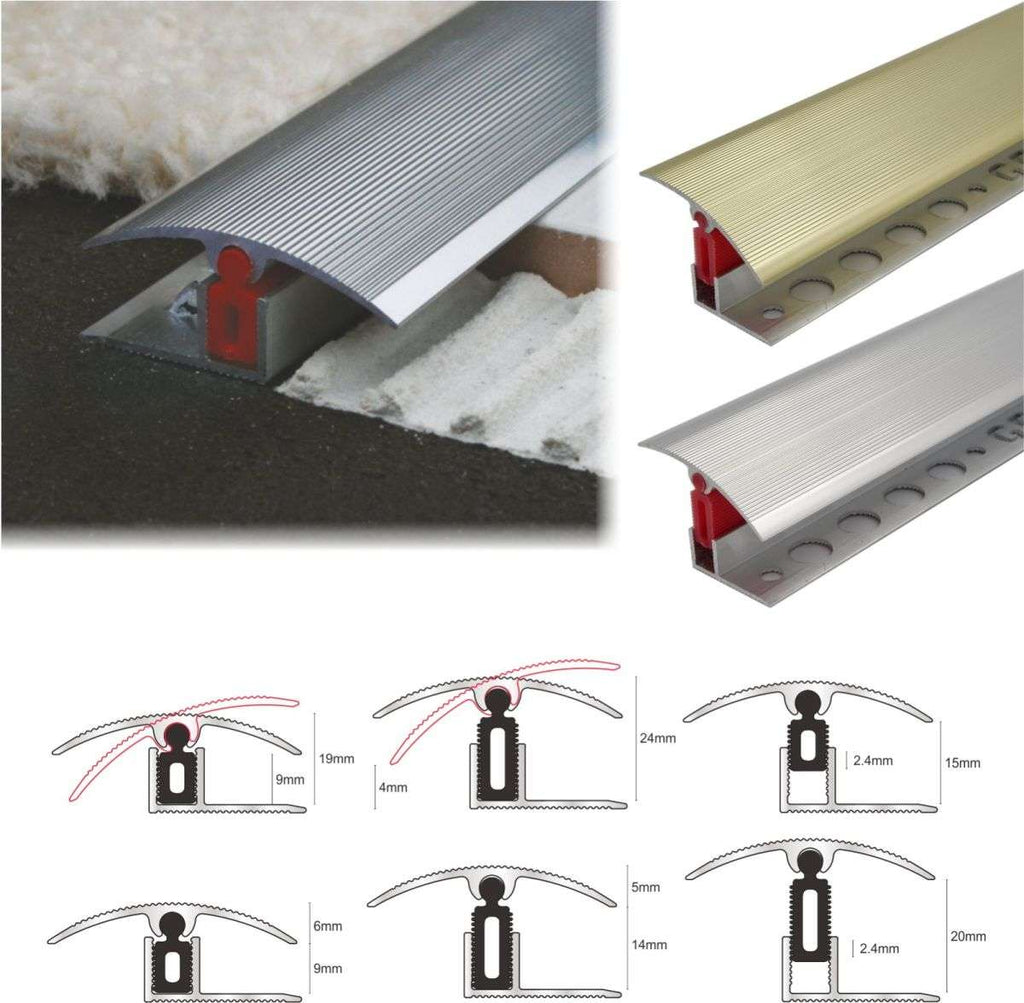 TTC 40mm Aluminium Door Threshold T-Bar Trim – Adjustable Easy Clip