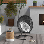 Hanging Hammock Chair Stand with Round Base, 330 lbs. Heavy Duty Hammock Stand, Black