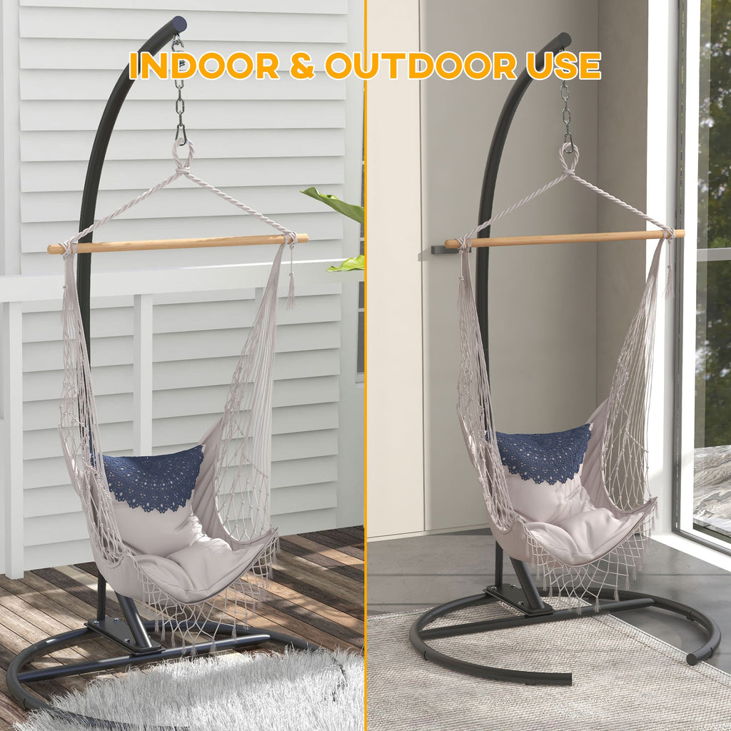 Hanging Hammock Chair Stand with Round Base, 330 lbs. Heavy Duty Hammock Stand, Black