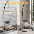 Hanging Hammock Chair Stand with Round Base, 330 lbs. Heavy Duty Hammock Stand, Black