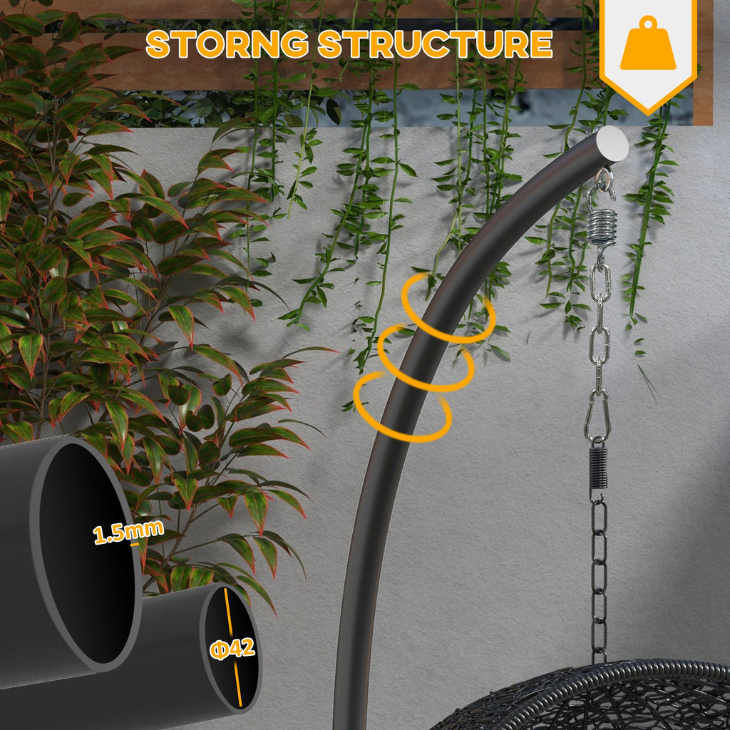 Hanging Hammock Chair Stand with Round Base, 330 lbs. Heavy Duty Hammock Stand, Black