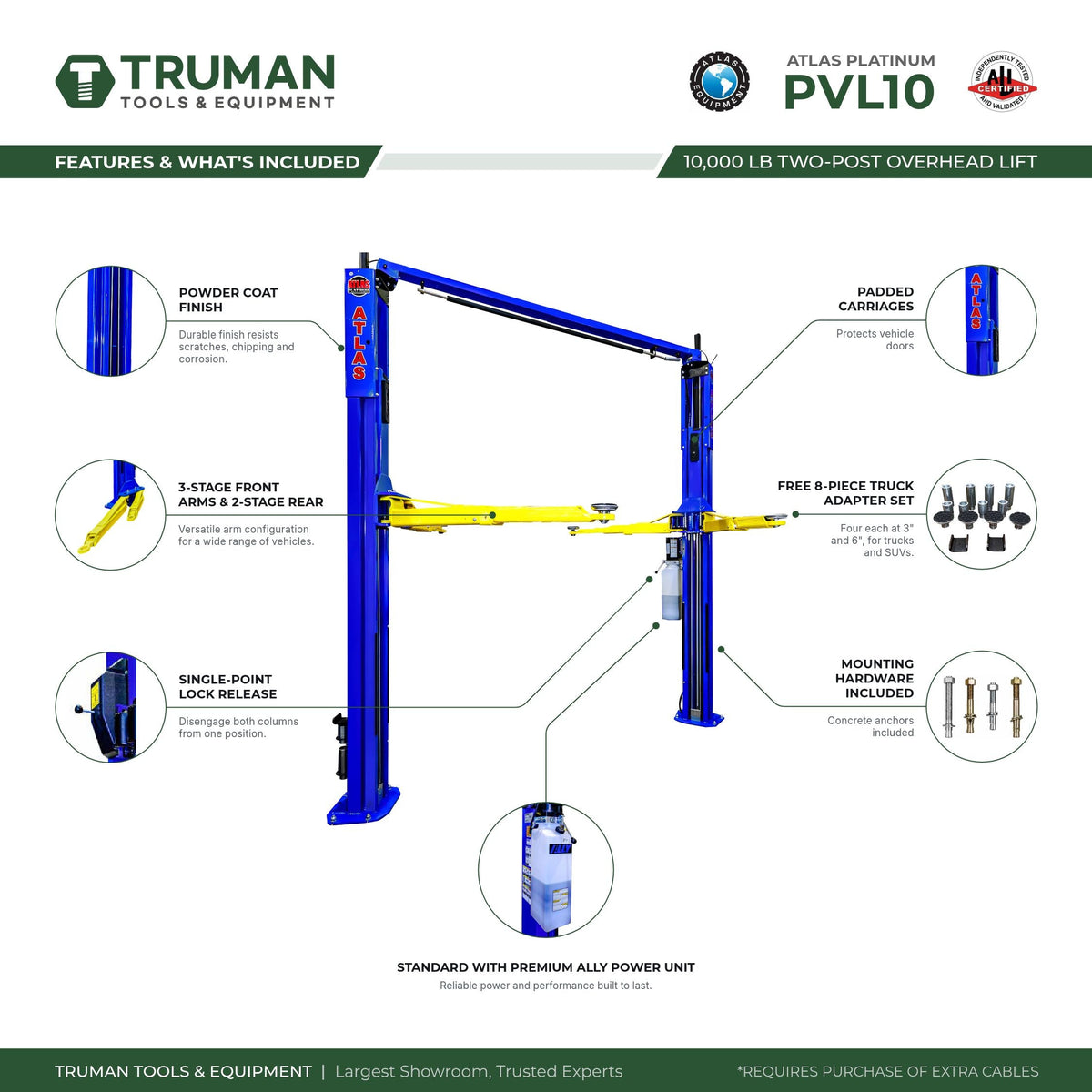 Atlas PVL10 ALI Certified 10,000 lb Overhead Lift