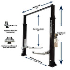 Tuxedo TP9KAC-TUX 9,000 lb Two Post Clear Floor - Asymmetric