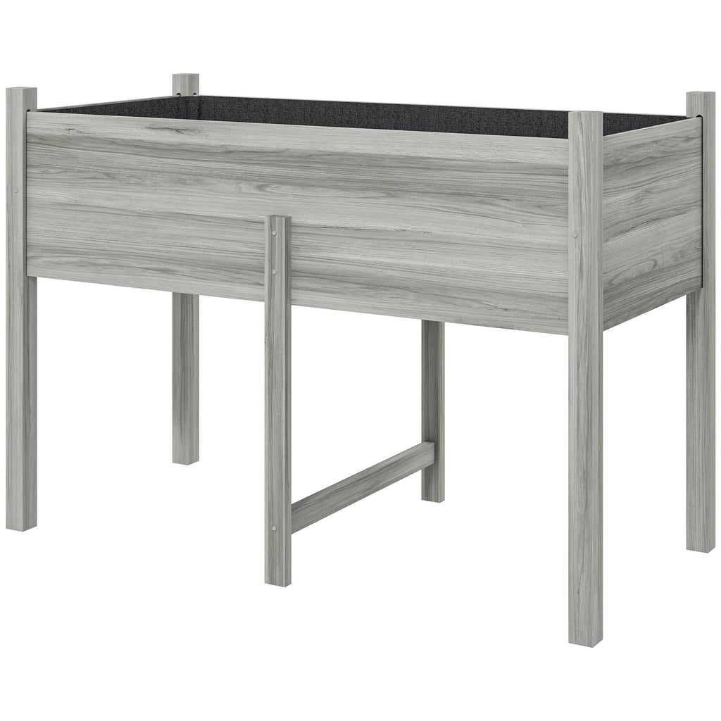 Wooden Raised Garden Bed with Liner & Drain Holes, 45.3"x21.7"x31.5", Grey