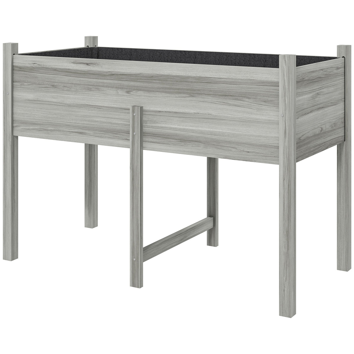 Wooden Raised Garden Bed with Liner & Drain Holes, 45.3"x21.7"x31.5", Grey
