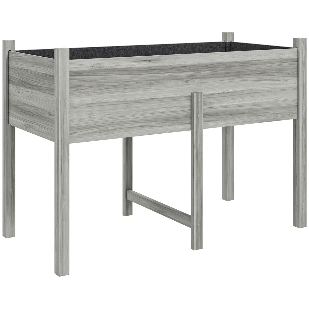 Wooden Raised Garden Bed with Liner & Drain Holes, 45.3"x21.7"x31.5", Grey