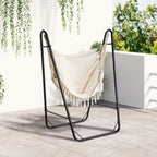 Hammock Swing Chair with U Shape Stand, Side Pocket, Black/Cream White