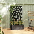 Outsunny Metal Raised Garden Bed with Trellis, Outdoor Planter Box with Privacy Screen, Elevated Garden Box for Climbing Plants - Wise Galleria Pots & Planters